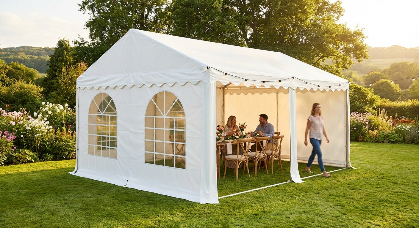 4m White CombiTent Extension with PVC and Steel Frame