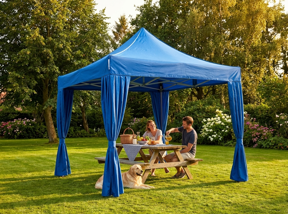 Blue pop up gazebo with aluminium frame, 3x3 m, ideal for outdoor events - view 3
