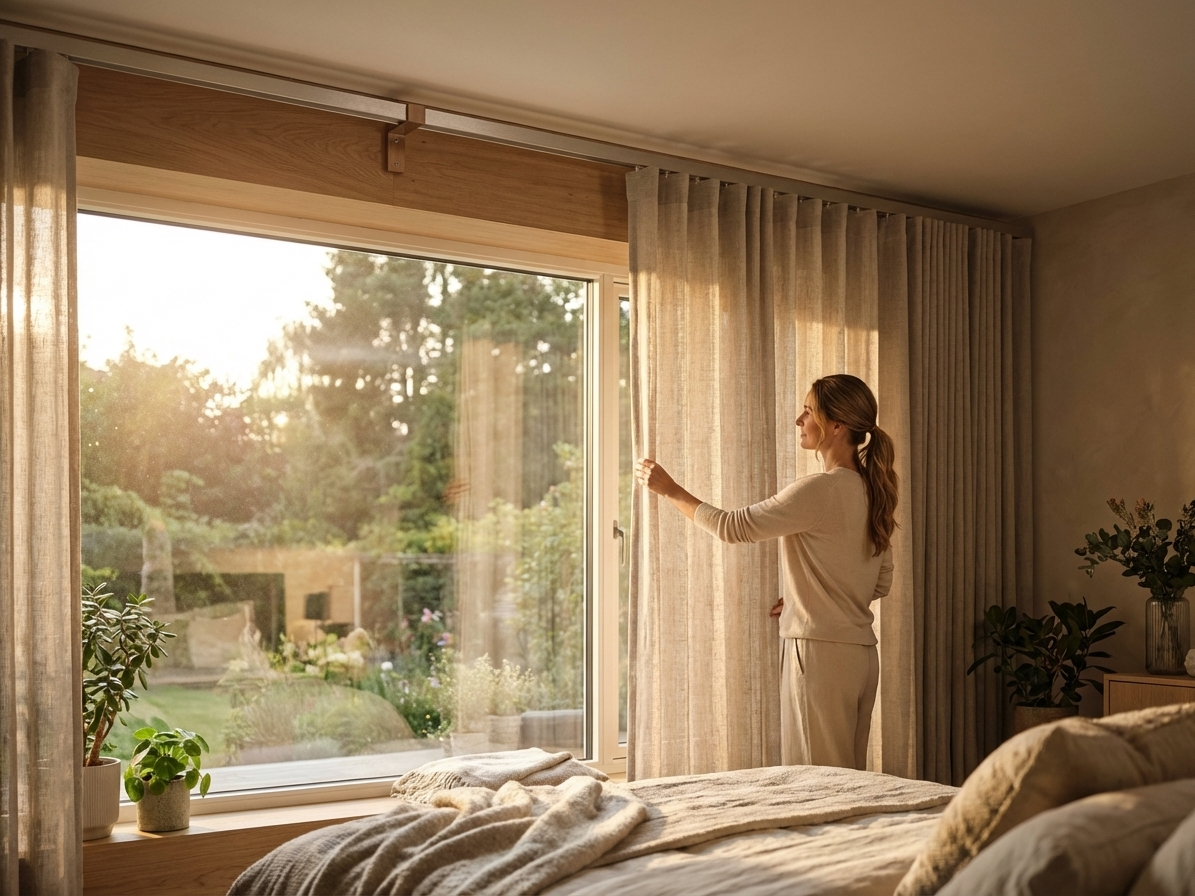 Grey curtain rail made from powder-coated steel for indoor use - product detail