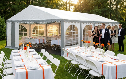 Large PVC marquee in grey and white, perfect for outdoor events - product detail