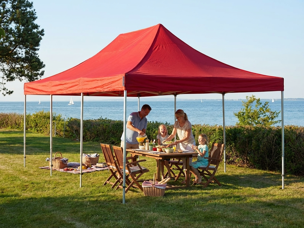 Red pop up gazebo 4x6 m with aluminium frame - product detail