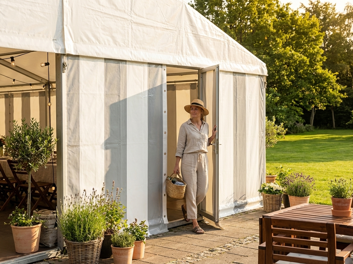 Endwall PLUS Tarpaulin 4m White/Grey for outdoor protection - product detail