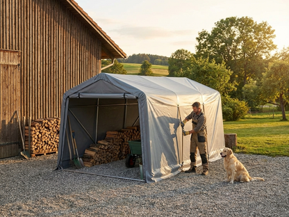 Grey PVC roof cover for storage shelter