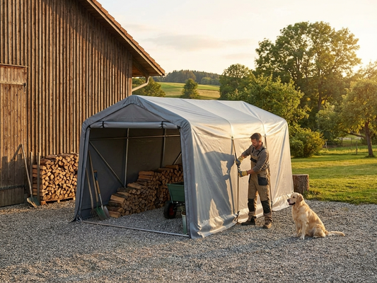Grey PVC roof cover for storage shelter
