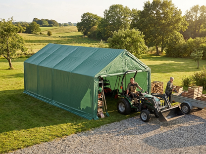 Green PVC Storage Shelter 5x8m with Galvanised Steel Frame - view 3