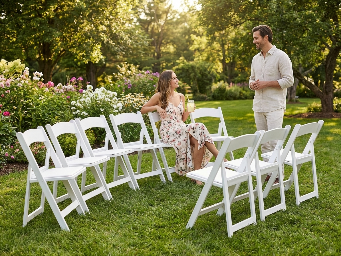 Padded folding chairs in white with PU leather and PP frame - view 3