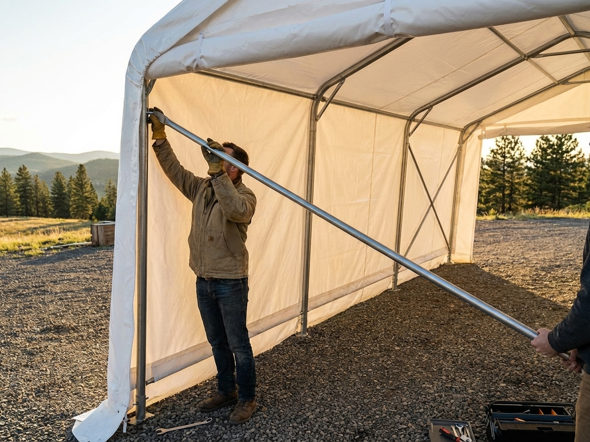 Galvanised steel diagonal bar for storage tent in silver - view 3