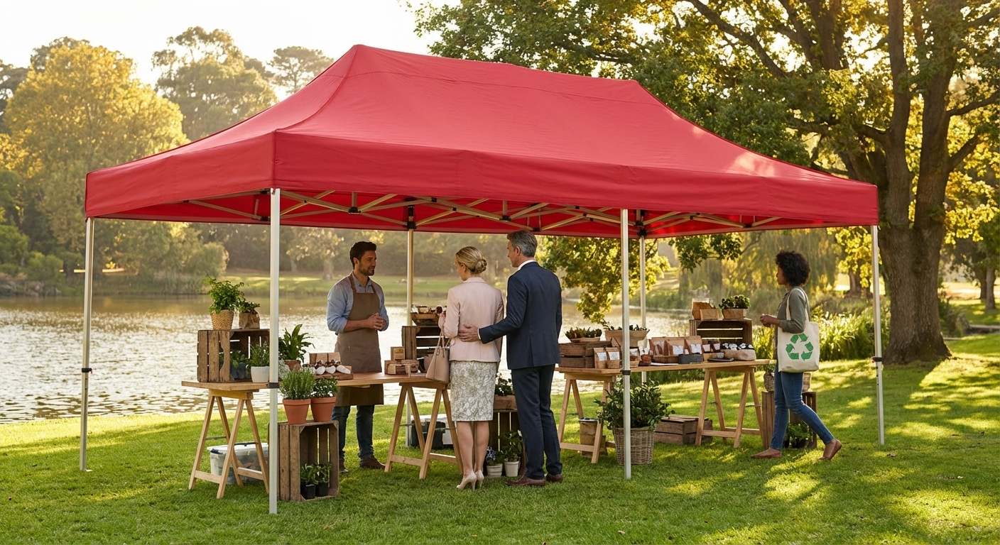 Red pop up gazebo 4x6 m with aluminium frame for outdoor events - product detail