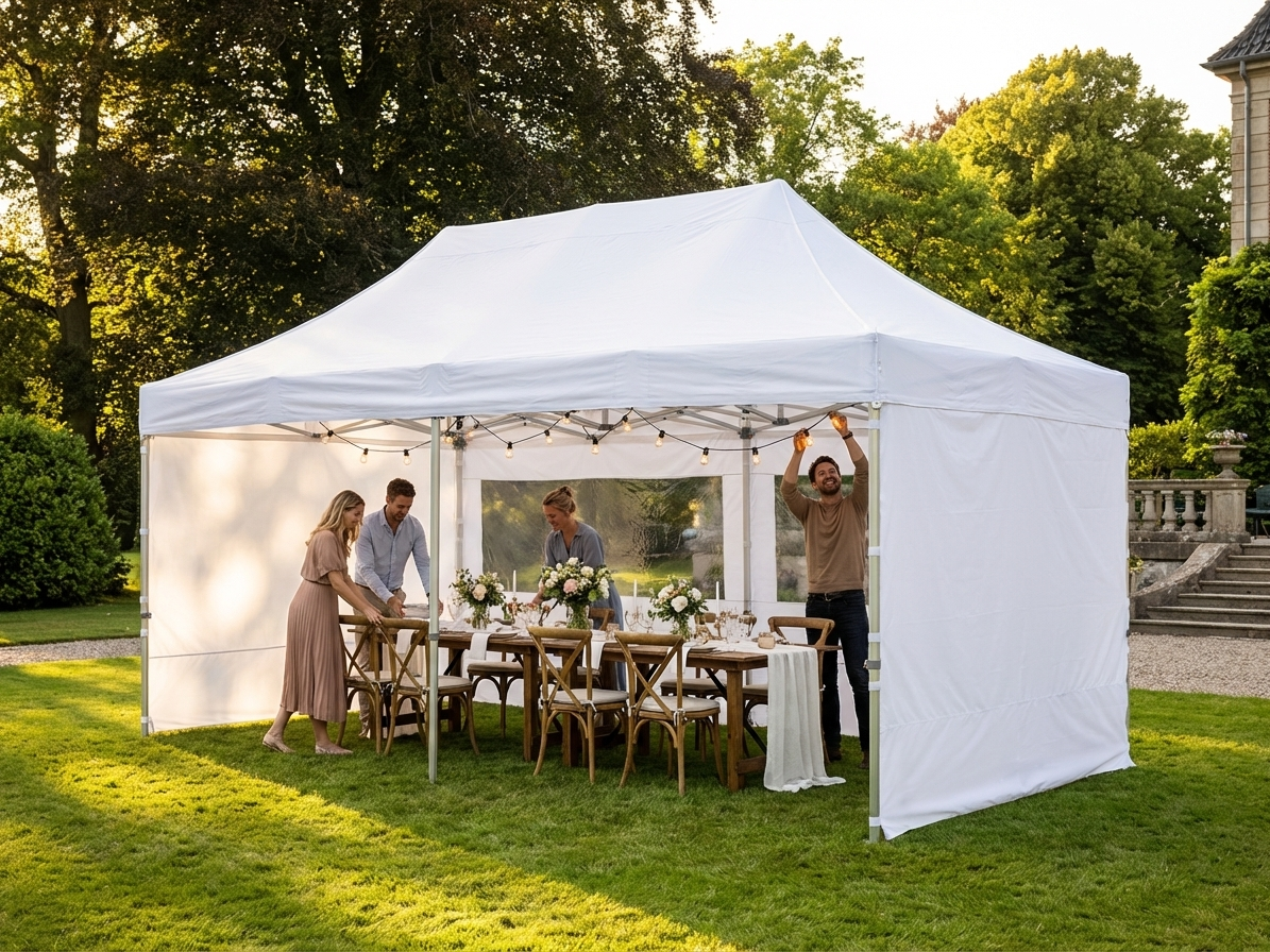 White pop up gazebo 3x6m, flame retardant for outdoor events - view 3