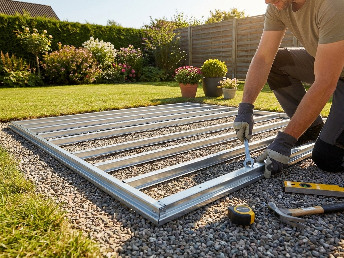 Garden Shed Floor Frame, silver, hot-dip galvanised steel, outdoor use - product detail