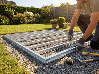 Garden Shed Floor Frame, silver, hot-dip galvanised steel, outdoor use - product detail