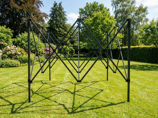 Black pop-up gazebo 4x4m with steel frame for outdoor events - product detail