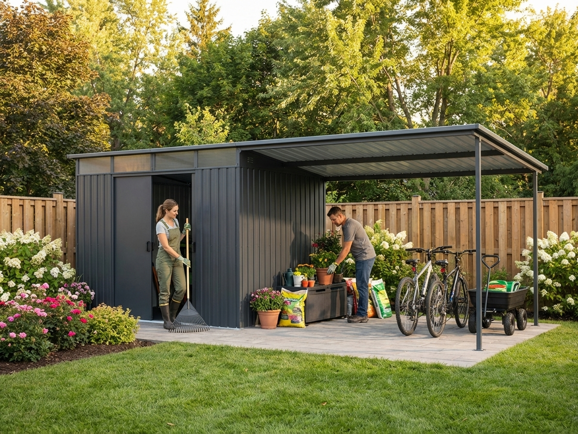 Garden shed in anthracite with galvanised steel construction - product detail