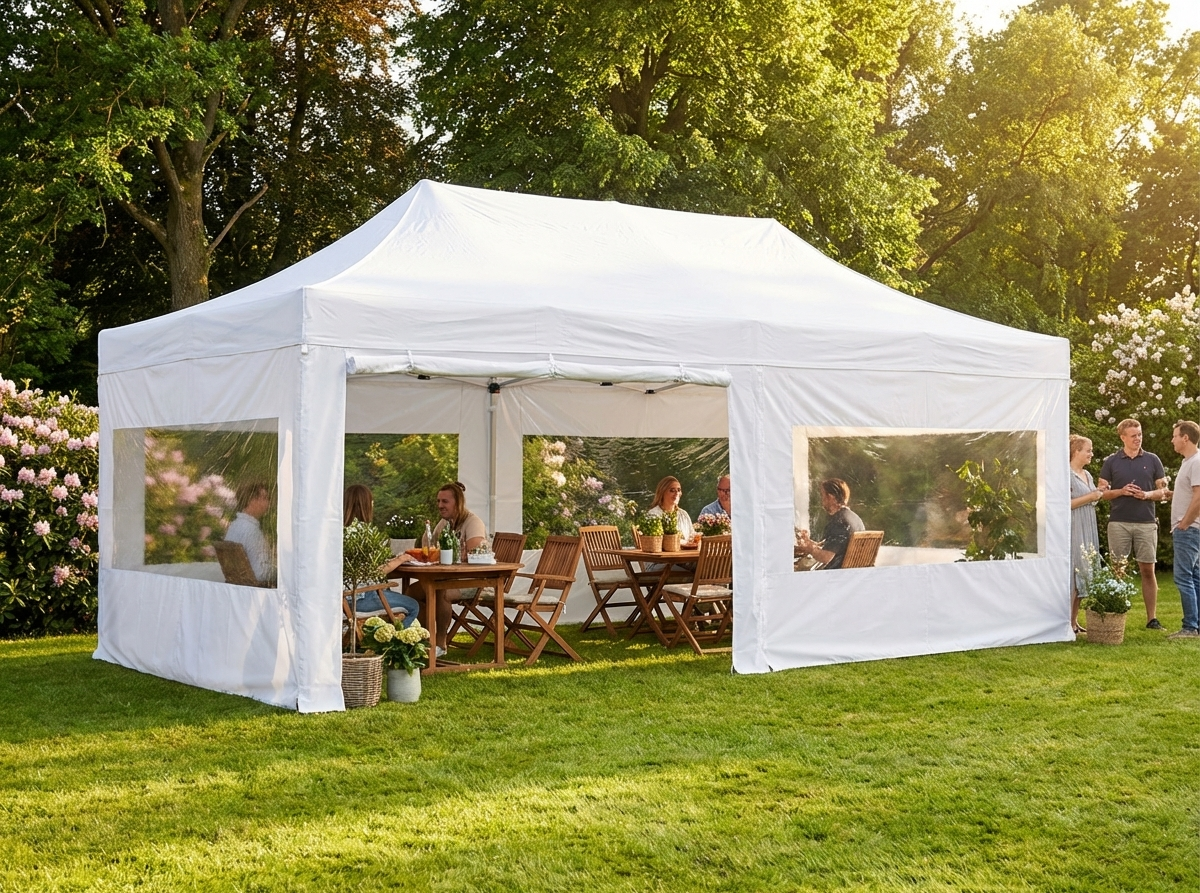 White pop-up gazebo 4x8m for outdoor events - product detail