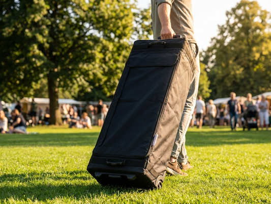 Wheeled carry bag in black for transporting event equipment - product detail