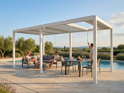 Bioclimatic pergola gazebo 3x5.8m white aluminium outdoor