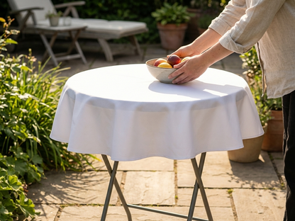 White polyester tablecloth, round, Ø80x20cm - view 3