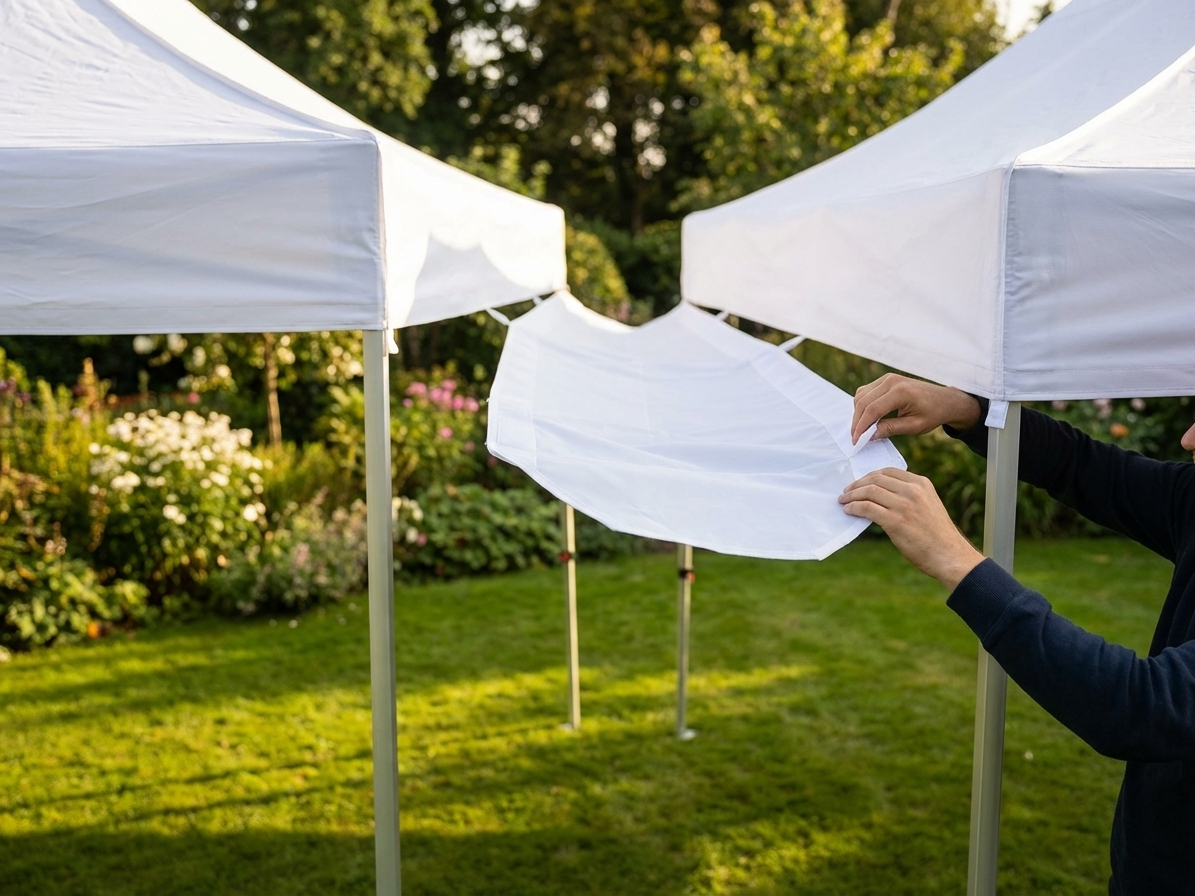 Raingutter 8 m white for FleXtents, polyester with PVC - view 3