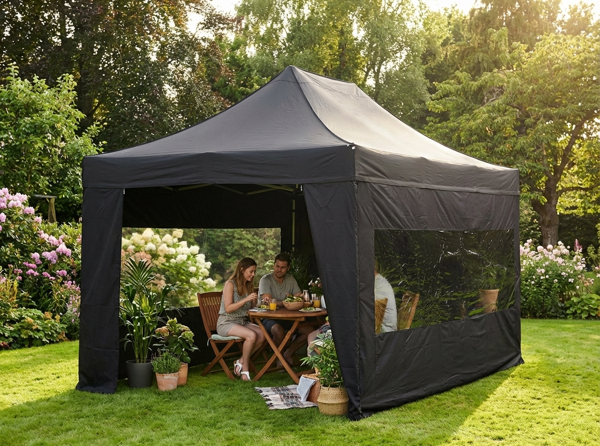 Black pop-up gazebo with aluminium frame for outdoor events - view 3