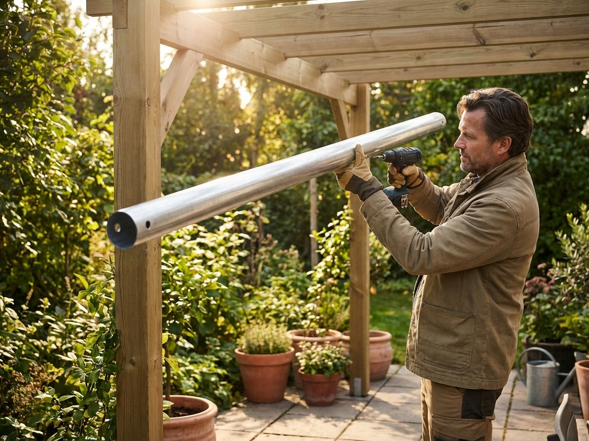 Galvanised steel tube for roofing support in silver - product detail