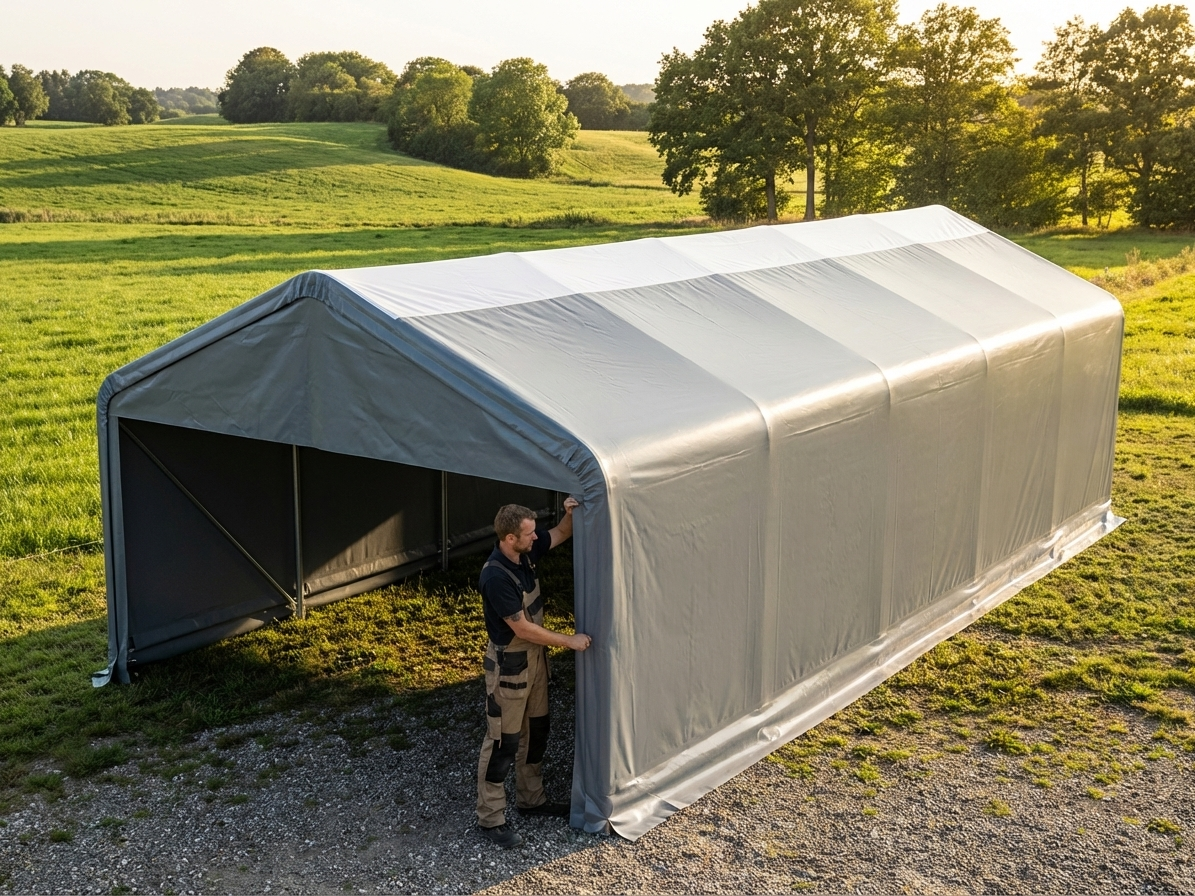 Grey PVC roof cover for storage shelter