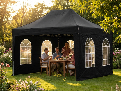 Black pop up gazebo with steel frame, ideal for outdoor events - view 3