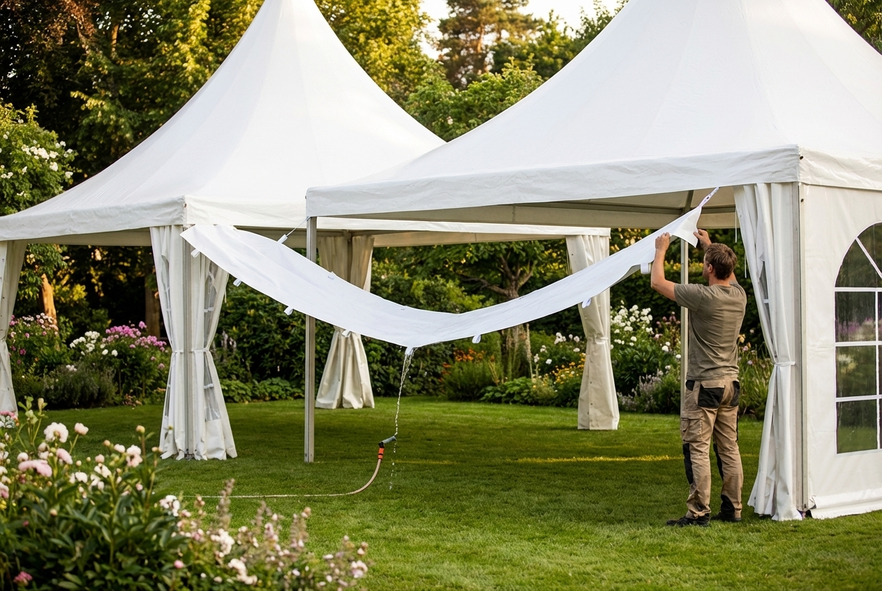 White PVC raingutter for pagoda marquees, 6 metres - product detail