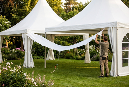 White PVC raingutter for pagoda marquees, 6 metres - product detail