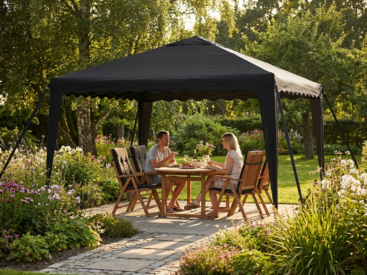 Black polyester roof cover 4x4 m for outdoor protection - view 3