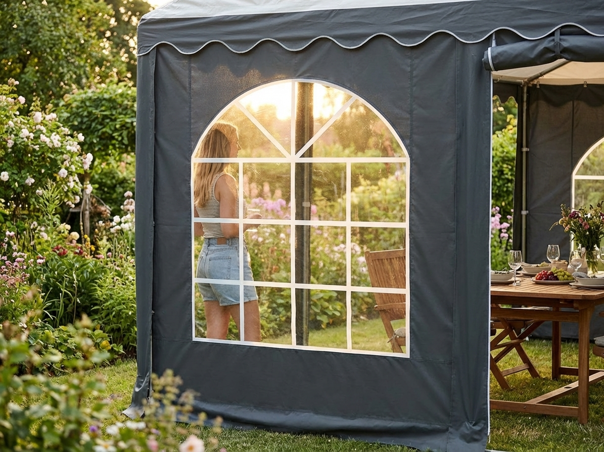Dark grey marquee sidewall with PVC/Polyester material - product detail