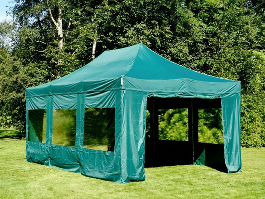 Green Pop Up Gazebo 4x6 m with Steel Frame for Outdoor Events