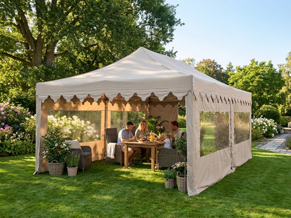 Pop up gazebo 4x8 m Latte with aluminium frame for outdoor events
