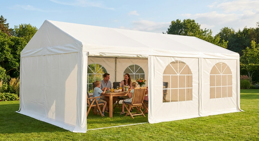 White 5x8m marquee for outdoor events