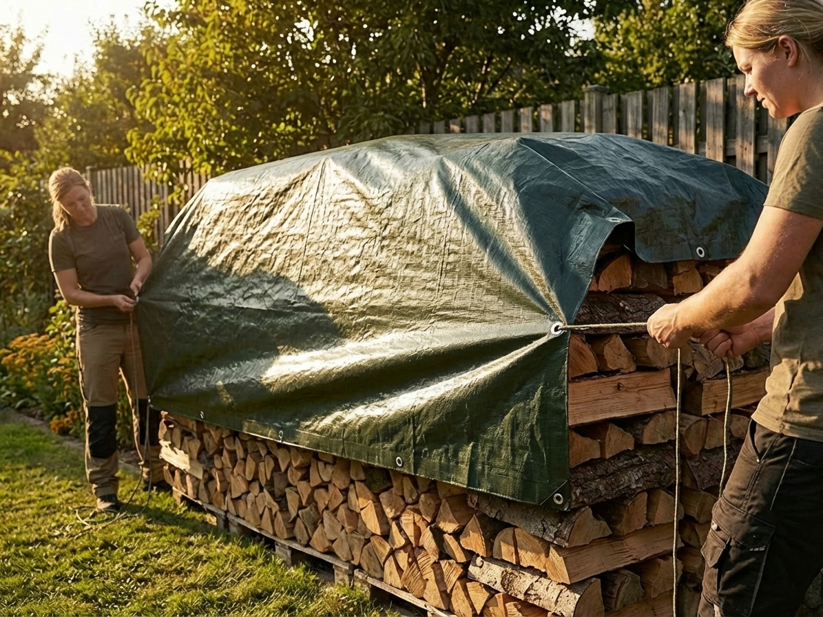 Dark Green Tarpaulin 8x12m, PE Material, Outdoor Use - product detail