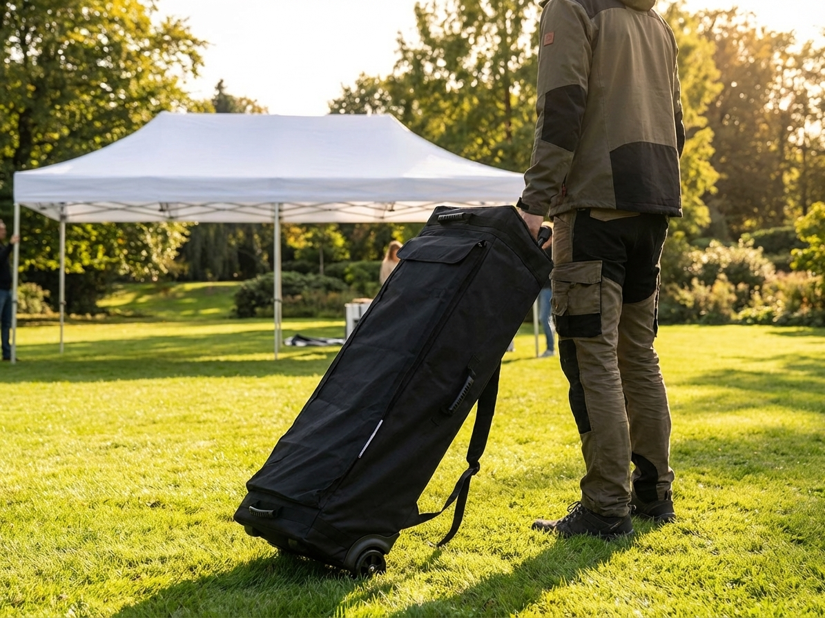 Black carry bag with wheels for Flextents PRO, 4x6 m size