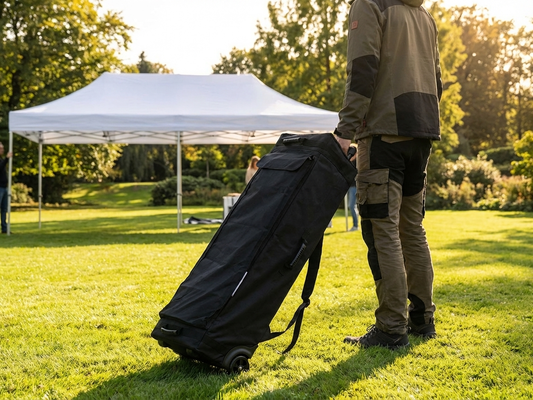 Black carry bag with wheels for Flextents PRO, 4x6 m size