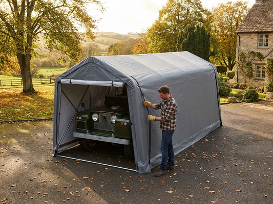 PVC roof cover for portable garage in grey, 3.6x8.4 m size - product detail