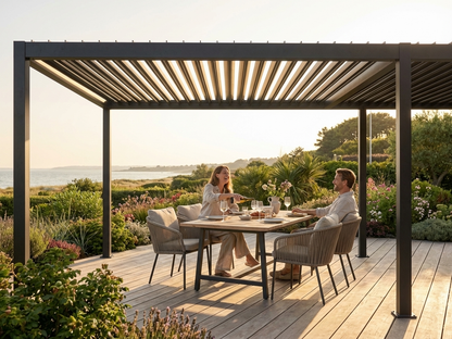 Bioclimatic Pergola Gazebo in Black for Outdoor Use - product detail