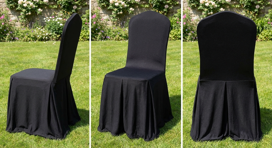 Black chair cover for 48x43x89 cm chair, made from 100% polyester - product detail