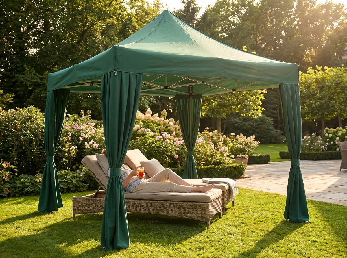 Green pop-up gazebo with aluminium frame for outdoor events - view 3