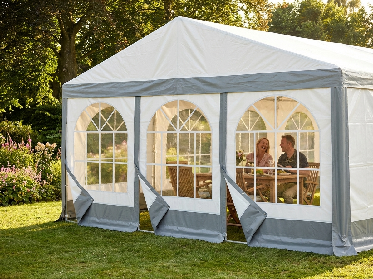 PVC Endwall with Large Window and Wide Door in White/Grey - view 3