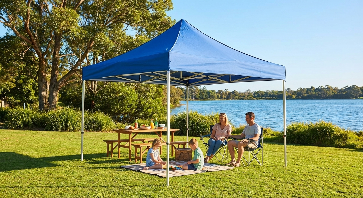 Blue pop-up gazebo with aluminium frame for outdoor events