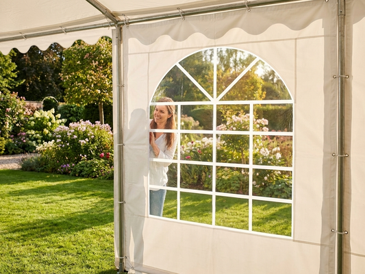 White marquee sidewall with window for outdoor events - product detail