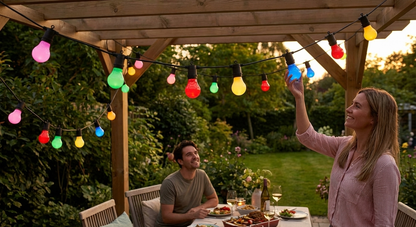 Multicoloured LED fairy lights, 4.5 metres in length, glass material