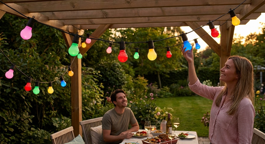 Multicoloured LED fairy lights, 4.5 metres in length, glass material