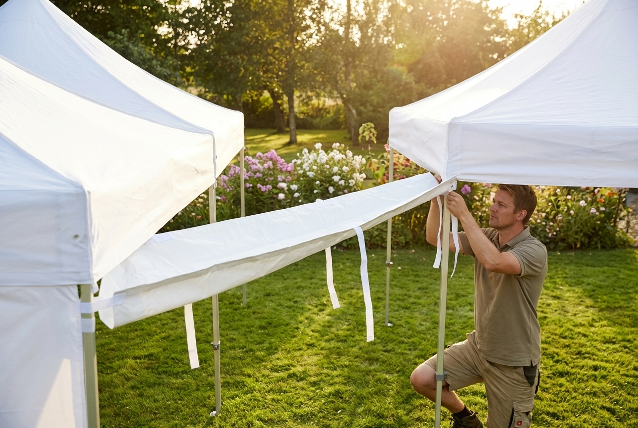 White PVC raingutter for pagoda marquees, 3 metres