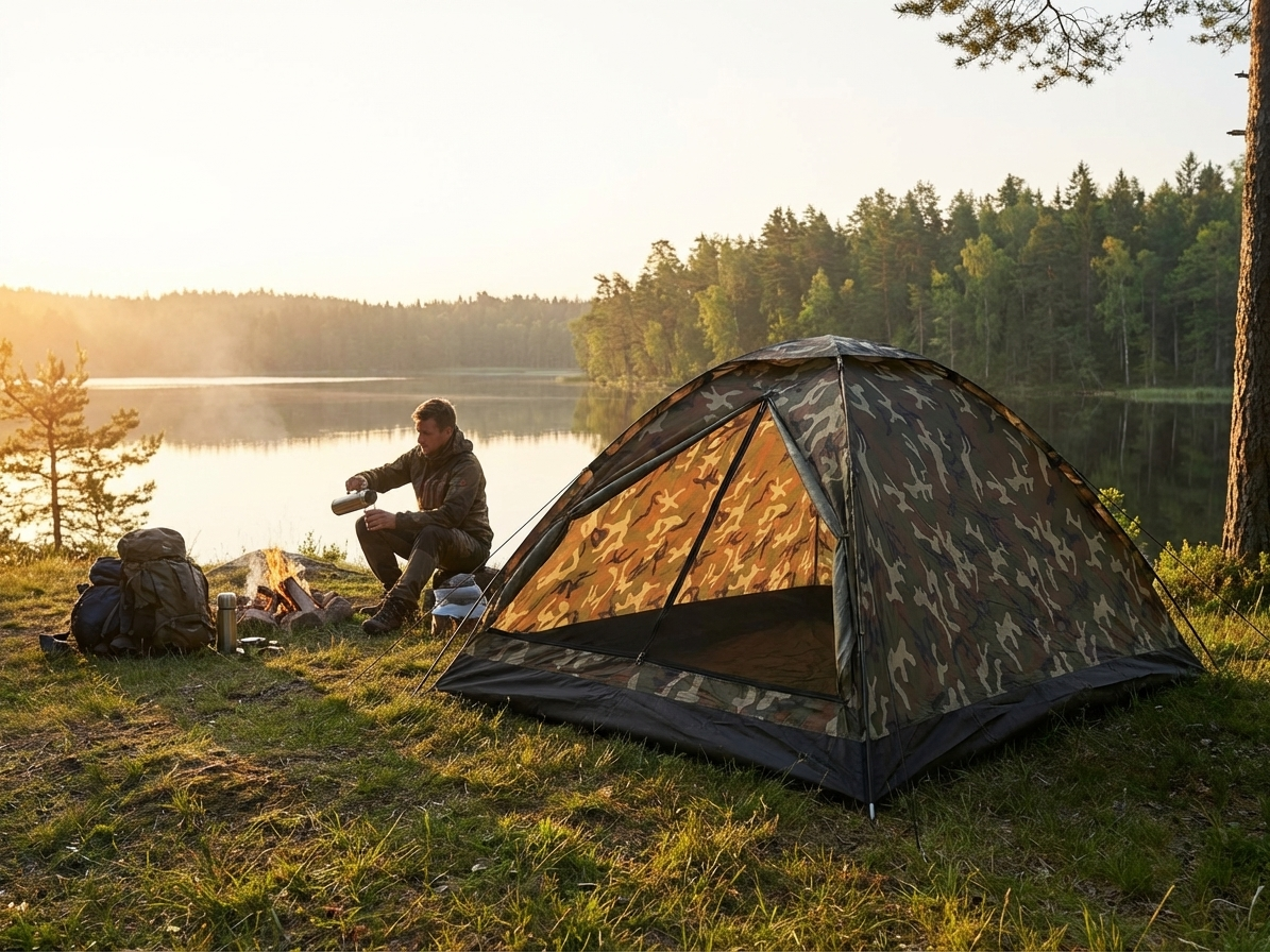 Camouflage tent for two people, perfect for camping - view 3