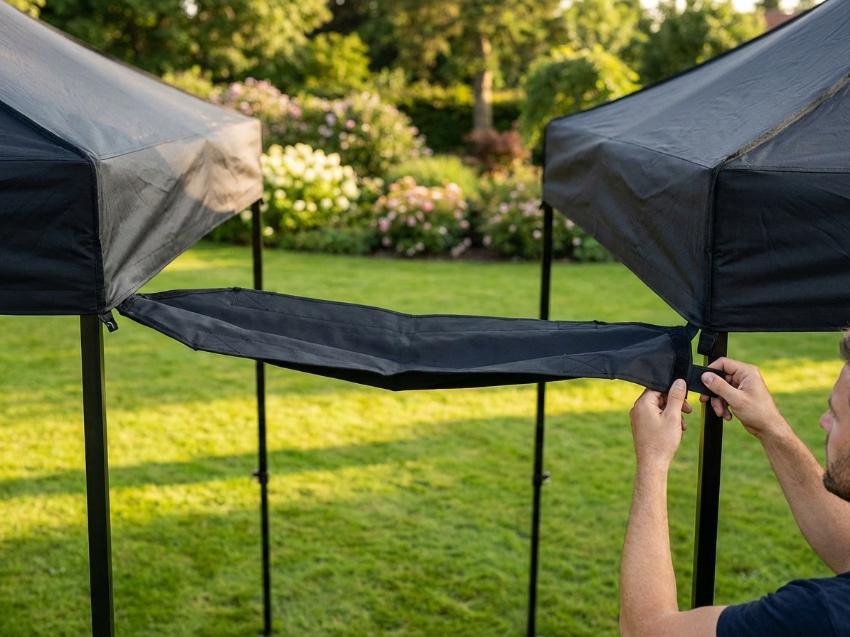 Black raingutter for FleXtents, 6 metres long, waterproof