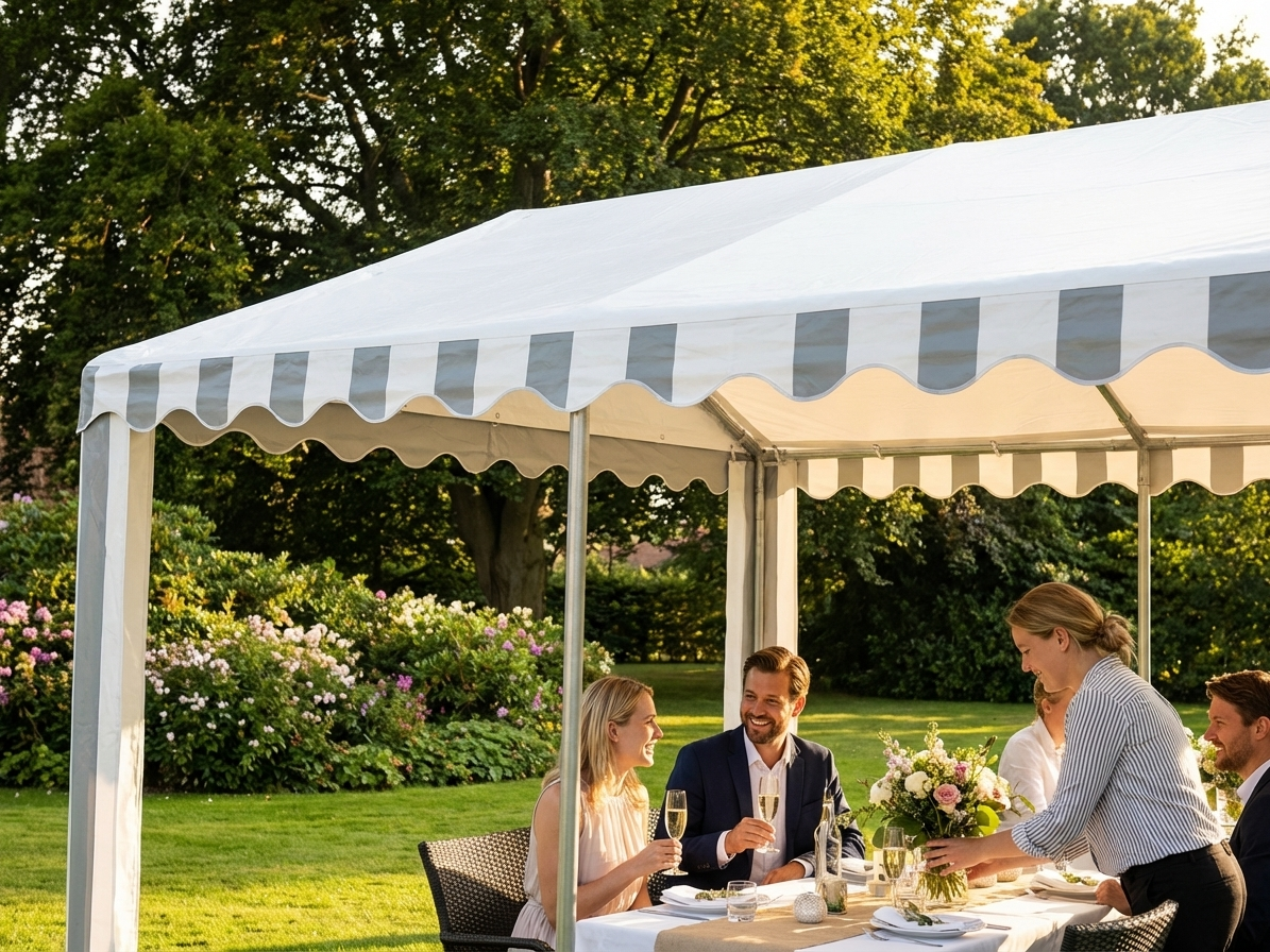 Marquee roof cover in white and grey for 6x12 m size