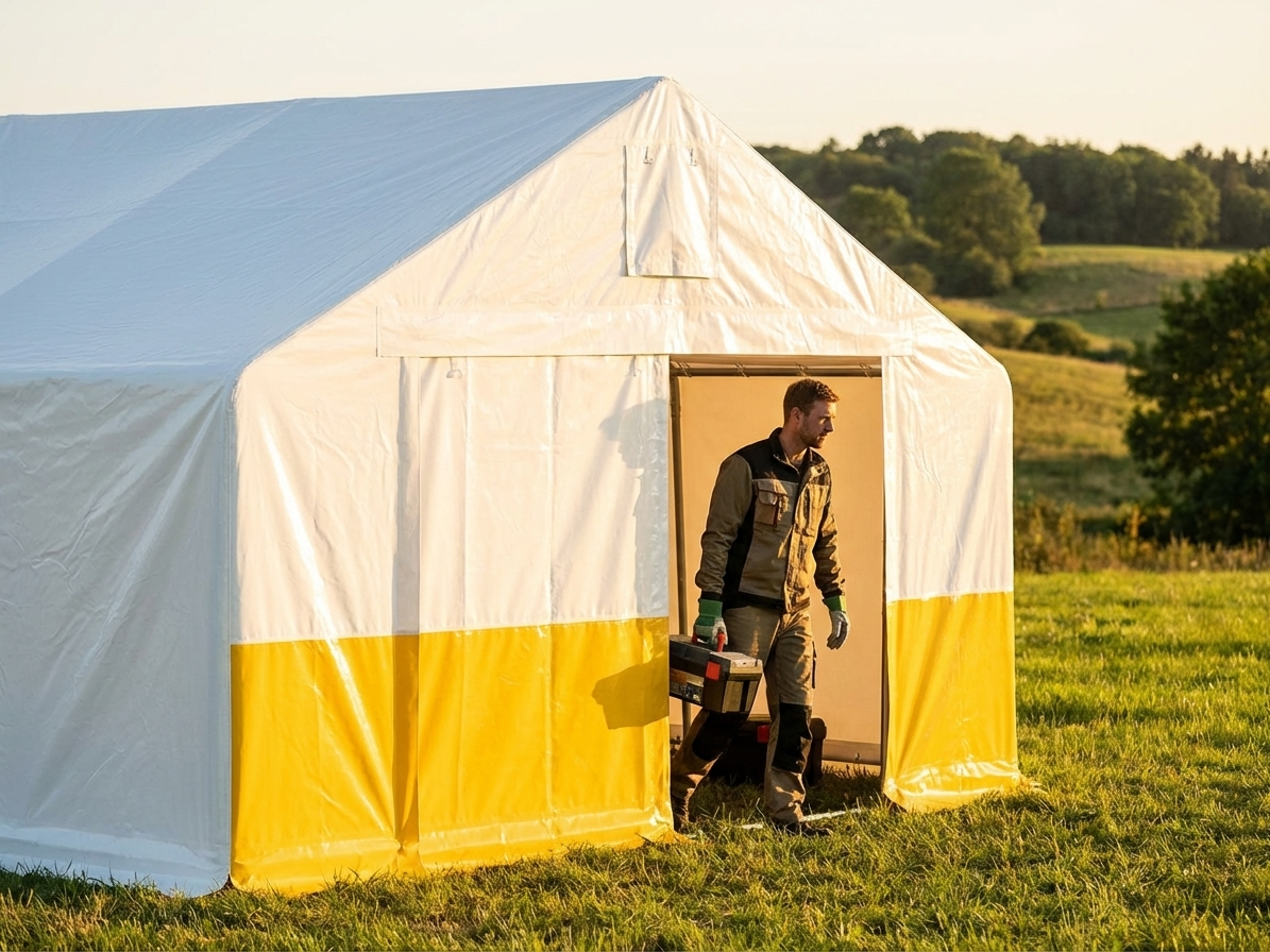 PVC Storage Tent Endwall 5m White Yellow - product detail